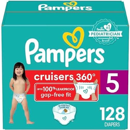 Pampers Diapers - Cruisers 360 - Size 5, 128 Count, Babyproof up to 100% Leakproof Pull-On Diaper