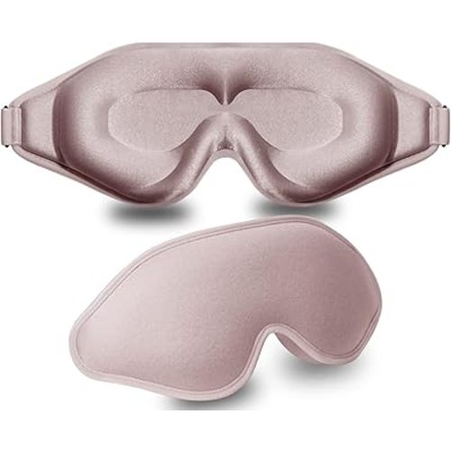 Sleep Mask, 3D Deep Contoured Eye Covers for Sleeping, 99% Block Out Light Eye Mask, Zero Eye Pressure Cup Blindfold for Men Women, with Adjustable Strap for Sleeping, Yoga, Traveling (Pink)