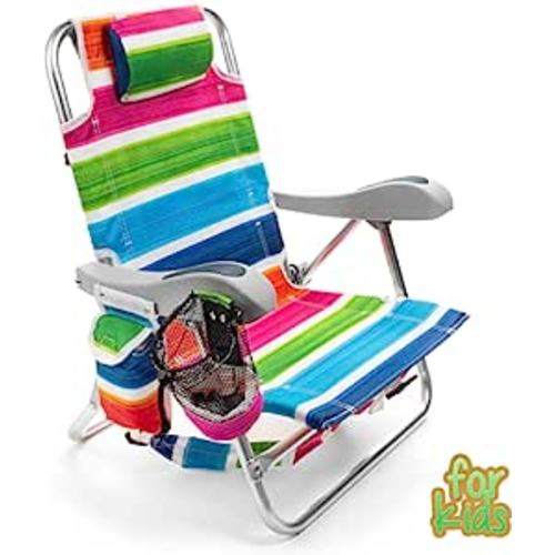 Amazon.com: Homevative Kids Folding Backpack Beach Chair with 4 Positions, Carry Handle, Storage Pouch, Cup Holder and Phone Holder, Lightweight Design : Sports & Outdoors