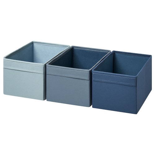 DRÖNA Box, set of 3 - blue 18x25x15 cm (7x9 ¾x6 ")