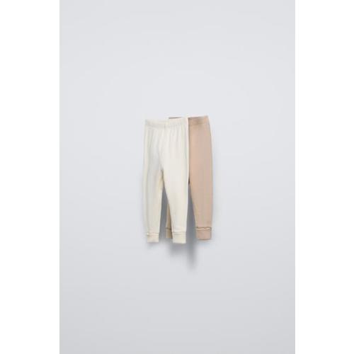 TWO-PACK OF RIBBED LEGGINGS - Light beige | ZARA United States