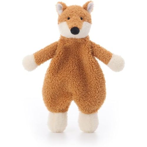 Apricot Lamb Stuffed Animals Security Blanket Yellow Fox Infant Nursery Character Blanket Luxury Snuggler Plush(Yellow Fox, 10 Inches)