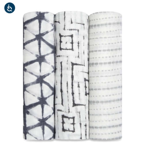 Pebble Shibori Silky Soft Swaddle 3pk | aden + anais