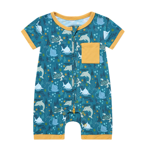 Ocean Friends Bamboo Baby Boy Shortie Romper