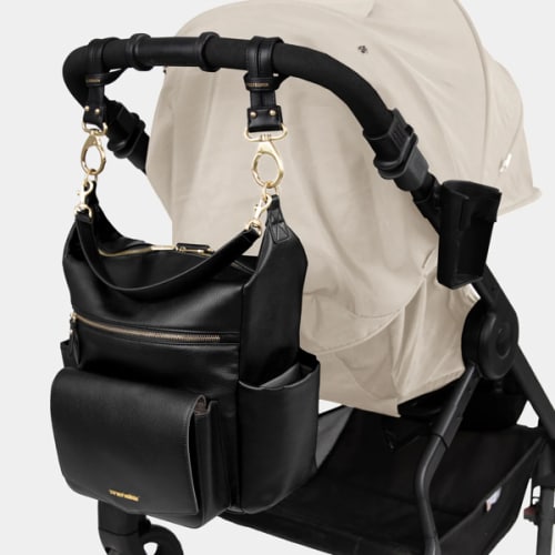 Peek-A-Boo Vegan Leather Convertible Hobo Backpack 2.0 in Black