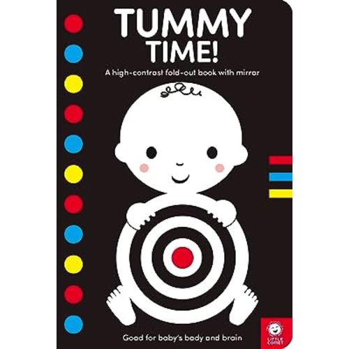 Tummy Time!: A high-contrast fold-out book with mirror for babies