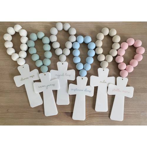 Hand Painted Wood Beaded Decade Rosary