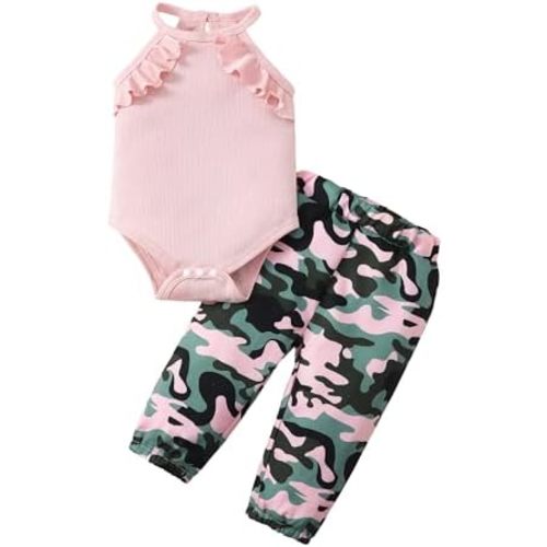 SUNNY PIGGY Baby Girl Clothes Infant Newborn Girls Outfits Romper with Headband Hat Pants Shorts Set 5Pcs