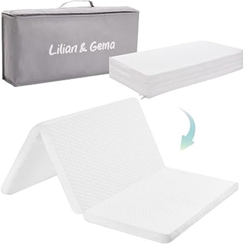 Lilian&Gema Pack and Play Mattress 38"x26"x1.5", Pack N Play Mattresses Pad for Play Pen and Playard, Premium Foam Playpen Mattress Topper with Washable Cover & Traveling Bag for Baby Toddler