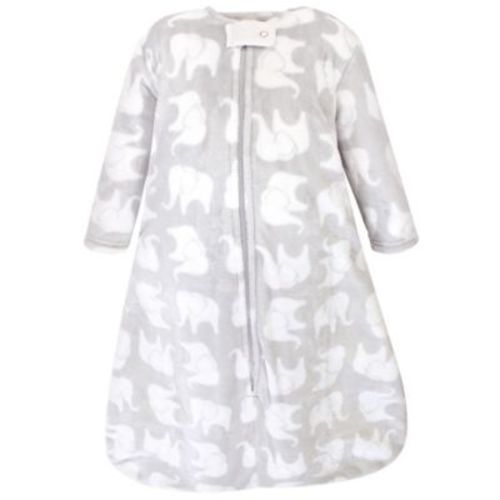 Hudson Baby® Size 6-12M Elephants Plush Long Sleeve Wearable Blanket in Grey - GREY - 6-12 MONTHS