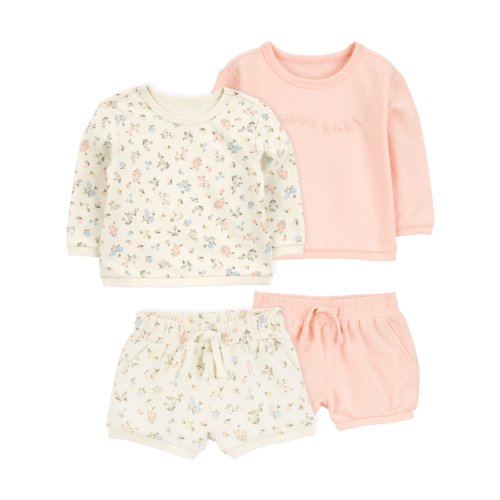 Baby 4-Piece French Terry Mix-and-Match Outfit Set - Pink/Ivory | Carter's