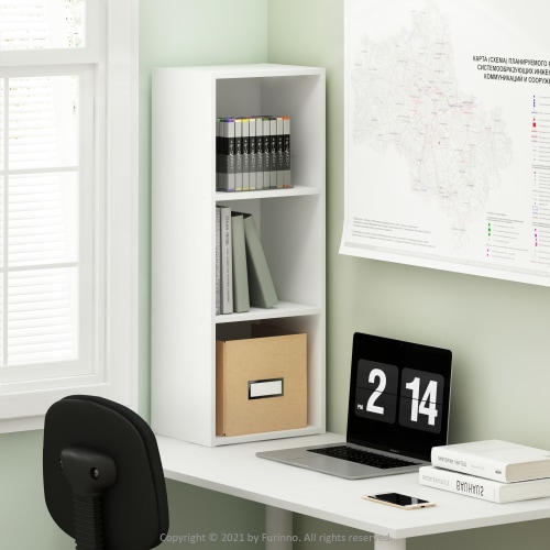 Furinno Pasir 3-Tier No Tool Assembly Open Shelf Bookcase, White