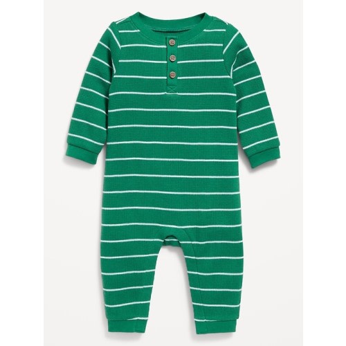 Long-Sleeve Thermal-Knit Henley One-Piece for Baby
