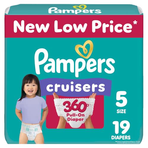 Pampers Diapers - Cruisers 360 - Size 5, 19 Count, Babyproof up to 100% Leakproof Pull-On Diaper (Packaging May Vary)
