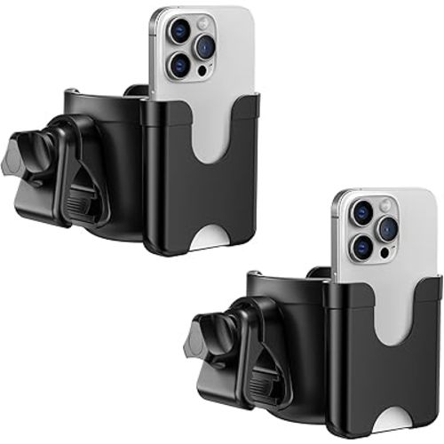 Guiseapue 2 Packs Cup Holder for Walker: Stroller Cup Holder Attachment with Phone Holder, Wheelchair/Stroller Accessories for Uppababy, Nuna, Doona, Bike, Scooter, Baby Travel Essential