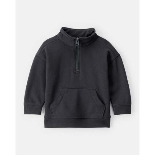 Baby Boy Solid Fleece Quarter Zip Sweatshirt - Black - Carter's | Carter's
