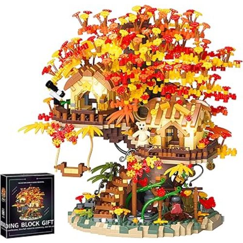 Cherry Blossom Bonsai Tree House Building Blocks Set Plants Flowers Treehouse Architecture Micro Mini Block Kits Gift for Adults and Kids(2725 Pieces)