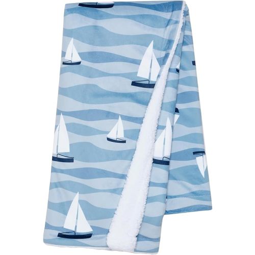 Lambs & Ivy Little Skipper Soft Sailboat Fleece Baby Blanket
