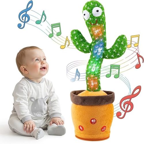 Ayeboovi Dancing Talking Cactus Baby Toys Interactive Toy Repeating Records What You Say Volume Adjustable Singing Cactus Toddler Games with 120 Songs Easter Basket Stuffers for Kids