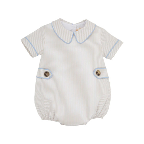Brentley Bubble - Keeneland Khaki Oxford Stripe with Beale Street Blue