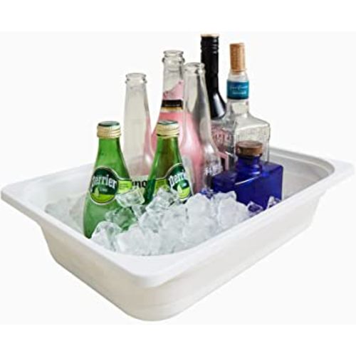 Beright Storage Box, 2.5 Gal Collapsible Wash Basin Folding Dish Tub Sink, Space Saving for Dishing, Fruit, and Camping, Hiking and Home, White, Large, 16.5" x 11.75" x 4 "