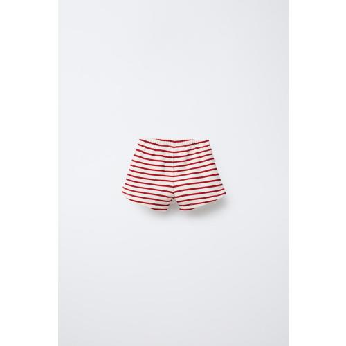 STRIPED SHORTS - White / Red | ZARA United States
