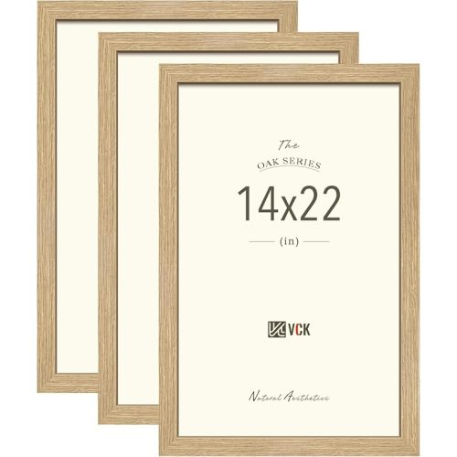 VCK 20x30 Oak Wood Frame for Poster & Picture, Natural Solid Wood Photo Frames Set of 3, Wall Gallery Frame