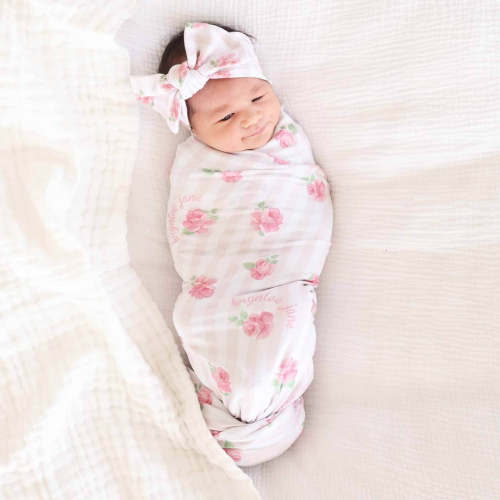 Rosy & Cozy Personalized Swaddle Blanket
