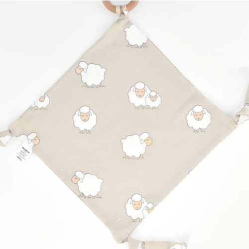 \Merino Wool, Organic Cotton Lovey w/ Removable Teething Ring