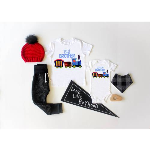 Train Big Brother Little Brother Shirts Set