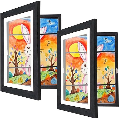 [2-Pack] Kids Artwork Frames Changeable, 8.5 x 11-IN Frames for Kids Artwork, Front Opening Picture Frames, Home Decor, Up to 150 Pcs of Kids Art Frame, Craft Storage, Hanging Wall Decor, Art