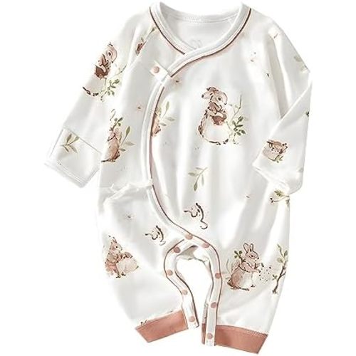 100% Organic Cotton Soft Newborn Baby Romper Jumpsuits for Boys and Girls Unisex, Long Sleeve, 0-6 Months
