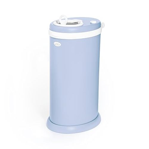 Ubbi Stainless Steel Diaper Pail, No Special Bag, Odor-Locking, Cloudy Blue