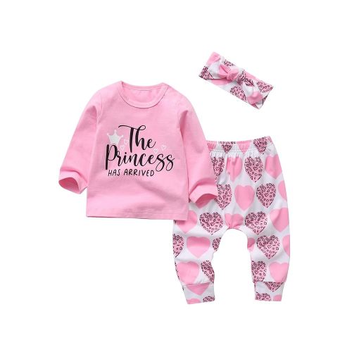 KuKitty 3Pcs Baby Girl Outfits Set Long Sleeve T-Shirt Tops Flowers Pants with Headband