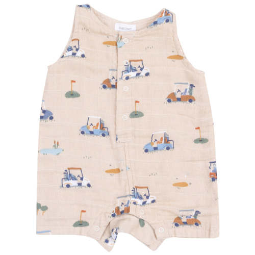 Sleeveless Shortie Romper - Golf Cart Cuties Oatmeal 3-6M