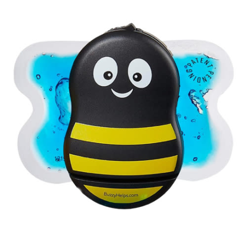 Buzzy - Personal Vibrating Ice Pack - As Seen On Shark Tank - Pain Relief for Shots, IVF, Insulin, Treatments, Vaccines - at Home First Aid - Solution to Reduce Needle Pain & Fear - Striped