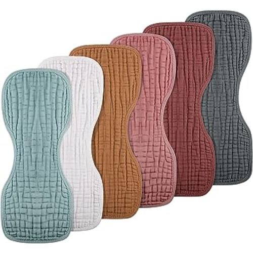 Frienda 6 Pieces Baby Muslin Burp Cloths Large 9 x 20 Inch 6 Layer Burp Cloth Multi Colors Muslin Washcloths Diapers Newborn Face Towels for Baby Boy Girl Unisex(Colorful)
