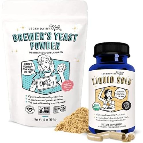 Legendairy Milk Liquid Gold + Brewer's Yeast, Breastfeeding Supplements for Milk Supply Increase - Lactation Support for Breast Milk Production - Fenugreek-Free, Non-GMO,