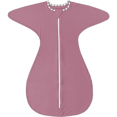 ZIGJOY Shark-Fin Transition Swaddle - 0.5 Tog Rayon Made from Bamboo Sleep Sack 6-12 Months Transitional Swaddle Sack Wearable Blanket Baby with 2-Way Zipper, Purple