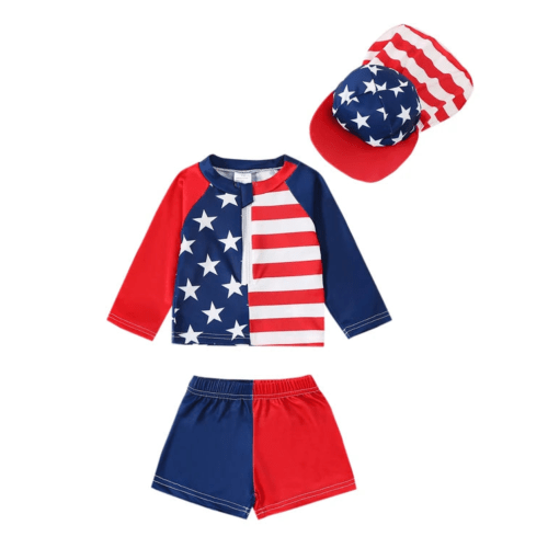 USA Swimsuit with Sun Hat - Hazel & Bo