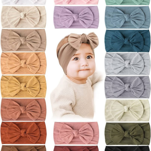 Prohouse 20PCS Baby Nylon Headbands Hairbands Hair Bow Elastics for Baby Girls Newborn Infant Toddlers Kids(Clay)