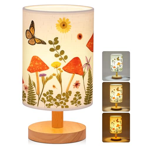 Hortsun Pressed Flower Lamp Vintage Table Small Lamp Cottagecore Decor Boho Night Light Decorative Rustic Night Light for Living Room, Bedroom or Office, Christmas Gift for Women