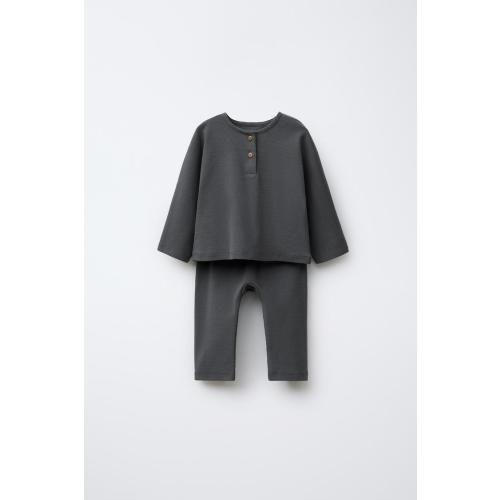 HENLEY T-SHIRT AND JOGGERS SET - Anthracite Gray | ZARA United States