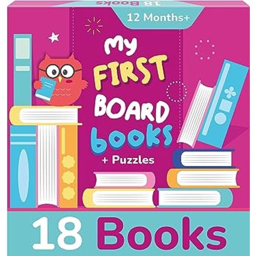TOYVENTIVE My First Board Books - Picture Baby Book Set with Toddler Learning Activities, Girl Birthday Gifts, Montessori Learning Toys for Ages 12-18 Months, 1, 2, 3 Year Old Girls