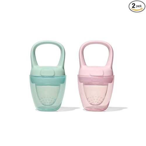 OXO Tot Silicone Self-Feeder 2 Pack - Opal and Blossom