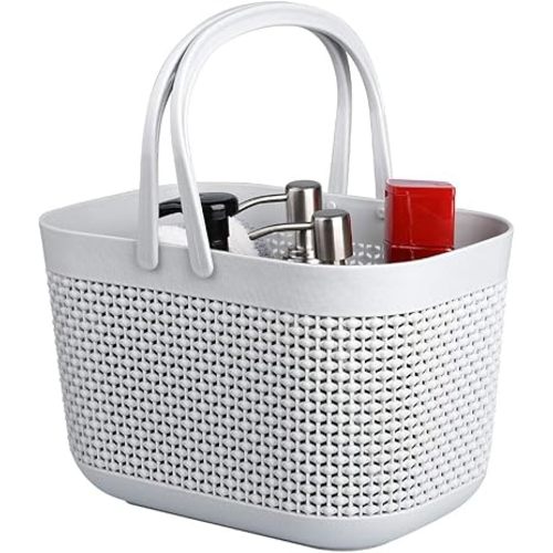UUJOLY Plastic Organizer Storage Baskets with Handles, Shower Caddy Bins Organizer for Bathroom and kitchen(Grey