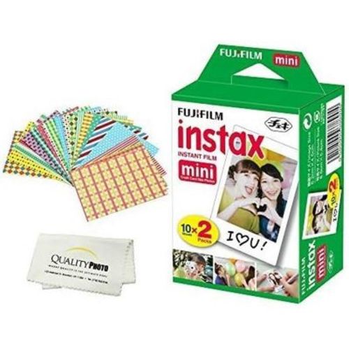 Fujifilm Instax Mini Instant Film 20 Sheets For Fujifilm Instax Mini 8 9 11 12 Cameras + Frame Stickers And Microfiber Cloth Accessories White