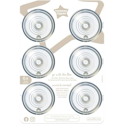 Tommee Tippee Natural Start Baby Bottle Nipples, Medium Flow, 3+ Months, Breast-Like for a Natural Latch, Anti-colic Valve, Soft Silicone, Pack of 6