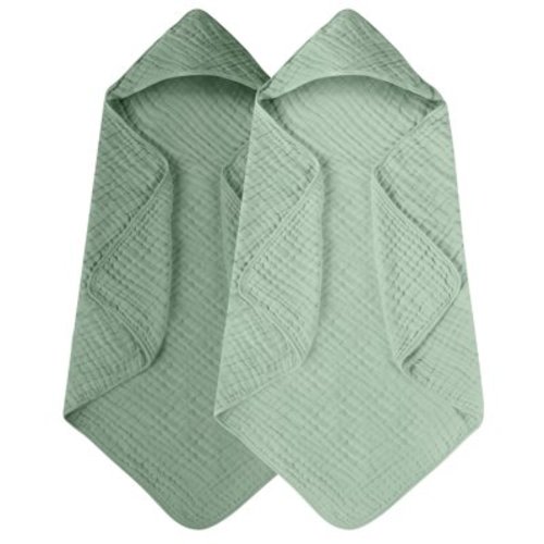 Yoofoss Hooded Baby Towels for Newborn 2 Pack 100% Muslin Cotton Baby Bath Towel with Hood for Babies, Infant, Toddler and Kids, Large 32x32Inch, Soft and Absorbent Newborn Essential