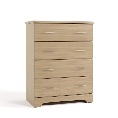 Storkcraft Brookside 4 Drawer Dresser (Driftwood) – GREENGUARD Gold Certified, Nursery Dresser for Kids Bedroom, Chest of Drawers